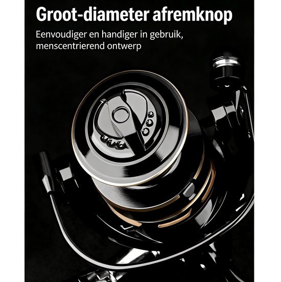Gsedaox-Hengelsport-Vismolens-Verzegelde Spinmolen Van Koolstofvezel Voor Zout En Zoetwater–Overbrengingsverhouding 5.2:1–Zwart En Goud-AC 5000 — afbeelding 2