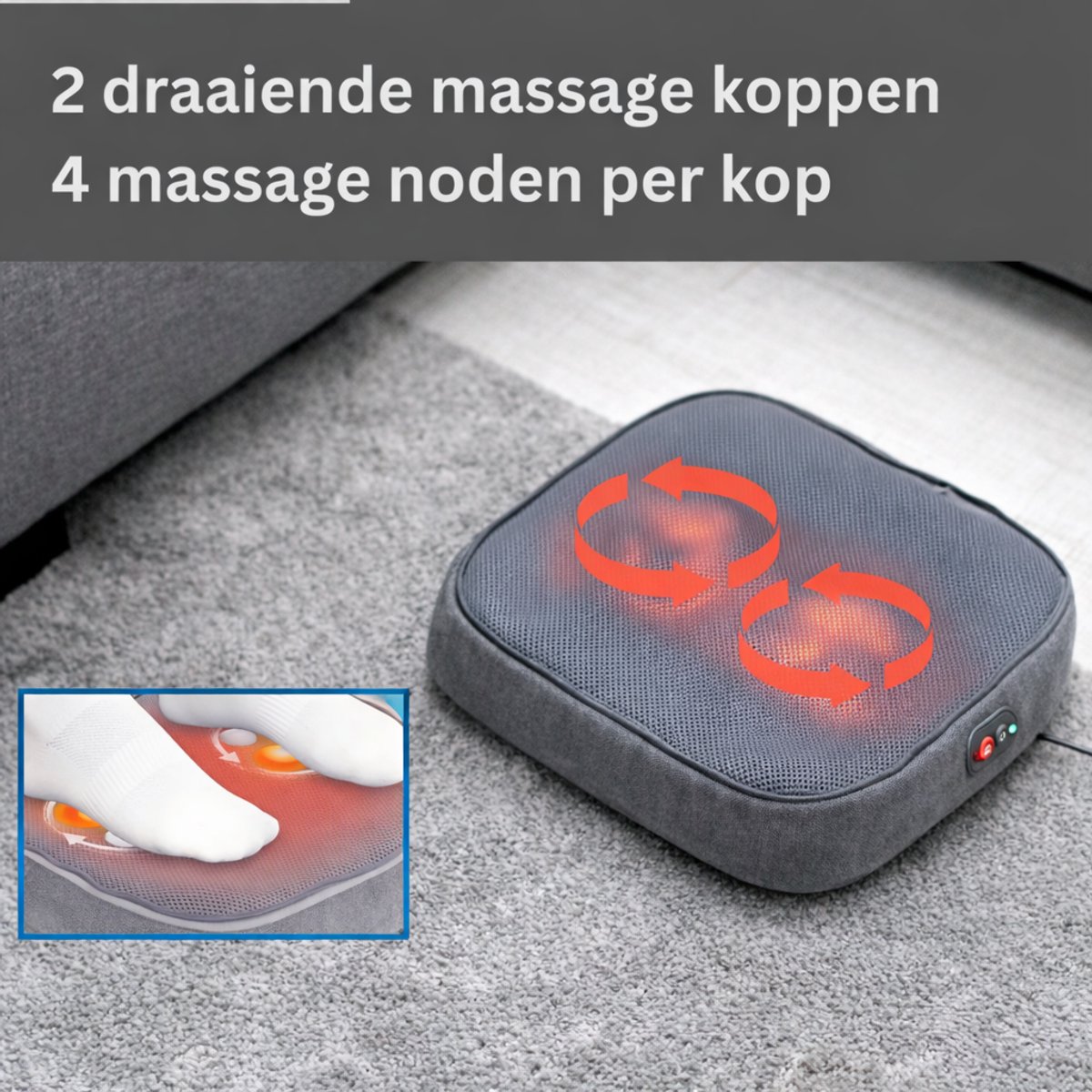 KHYR - Voetmassage Apparaat - Shiatsu Massage - Met warmte - afbeelding 3