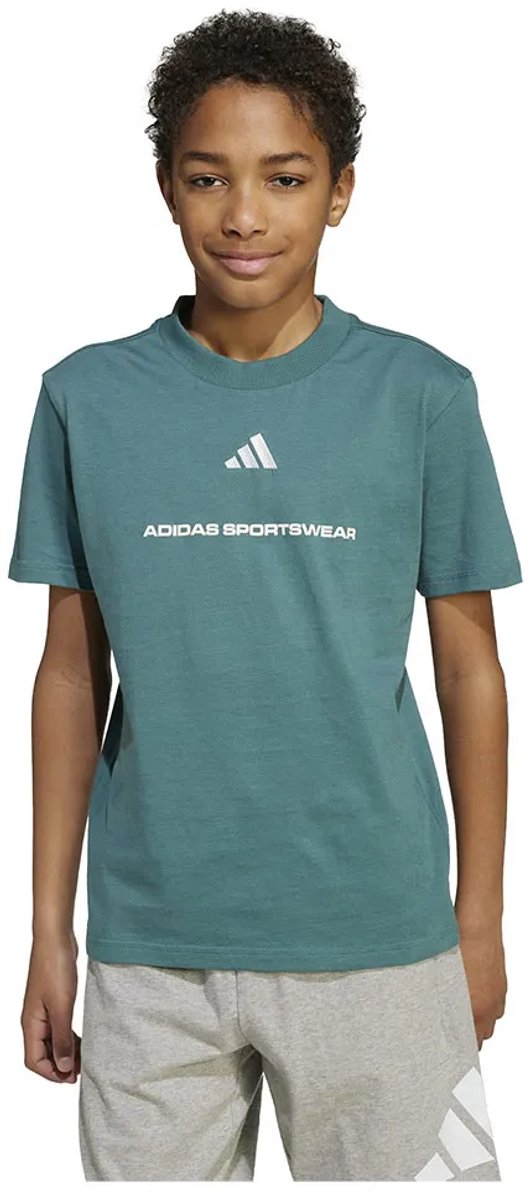 Adidas Slogan Single T-shirt Met Korte Mouwen 7-8 Years Jongen Turquoise