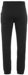 Zwarte joggingbroek, achterkant zichtbaar, met elastische tailleband en manchetten.