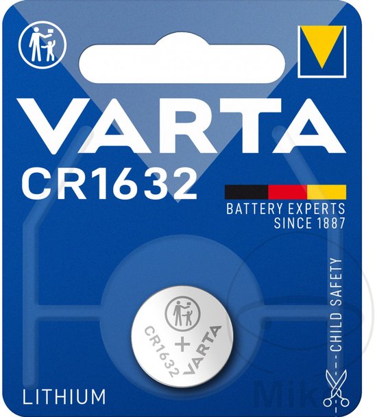 Varta CR 1632 lithium knoopcel batterij in verpakking.