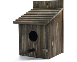 Houten Vogelhuis voor Tuin Vogels – met Reinigingsdeur – Ideaal voor Kanaries, Merels en Kardinalen
