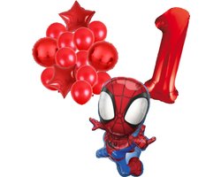 Spidey ballonnen pakket - 72x47cm - Folie Ballon set - Spiderman - Themafeest - 1 jaar - Verjaardag - Ballonnen - Versiering - Helium ballon