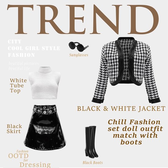 15 stuks modepoppen accessoires - 6 kleding sets met avondjurk, pailletten jurk, 6 paar schoenen en 3 accessoires voor 31,5 inch poppen van Merkloos — afbeelding 5