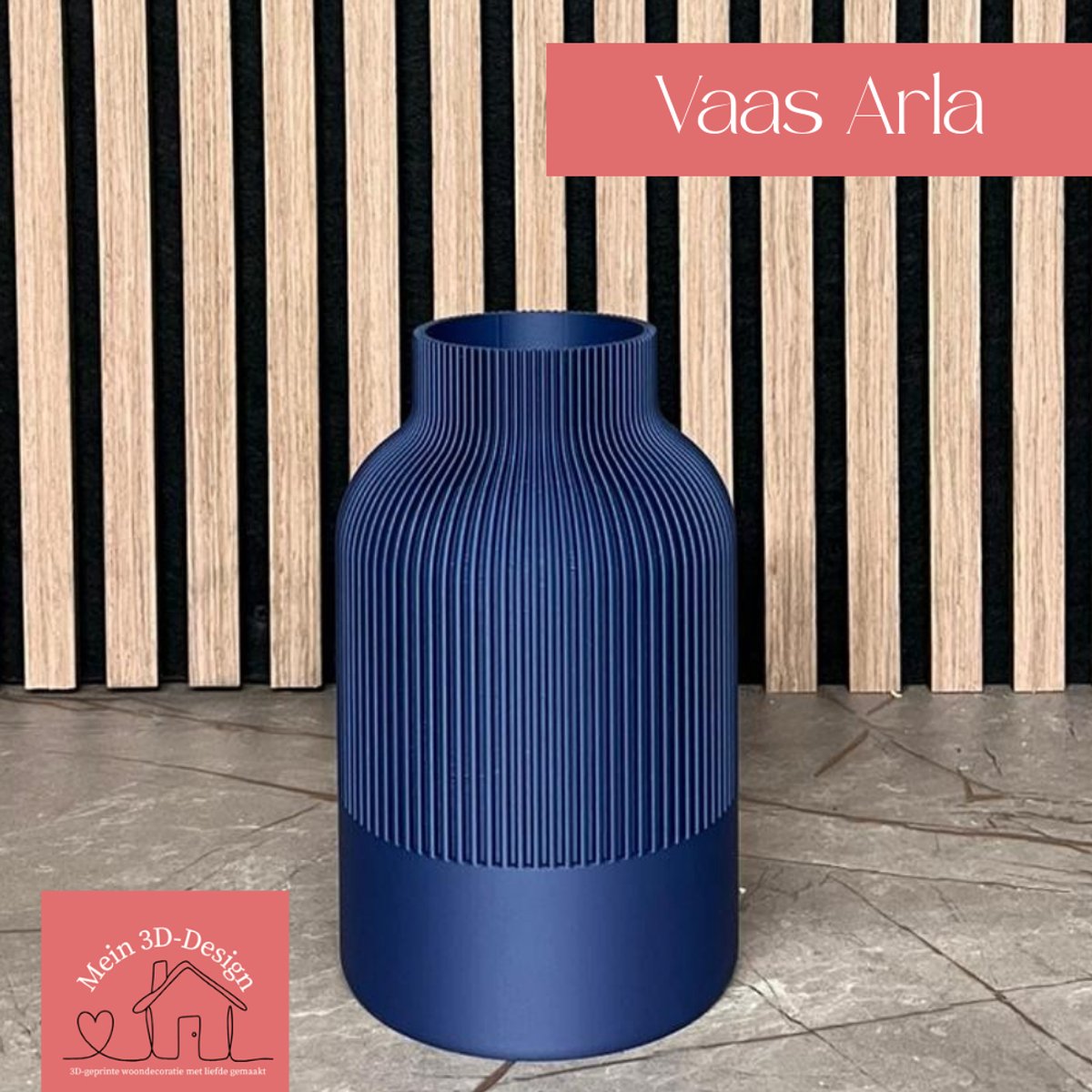 Vaas Arla - Japandi style - 3D geprint - Kunstbloemen - Legobloemen