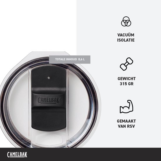 CamelBak Tumbler Vacuum Insulated Thermosbeker - 600 ml - Dubbelwandige Isolatie - BPA-vrij - Antislip Siliconen Bodem - Losse Dop (3 standen) - Drinkbeker - Zwart van CamelBak — afbeelding 2