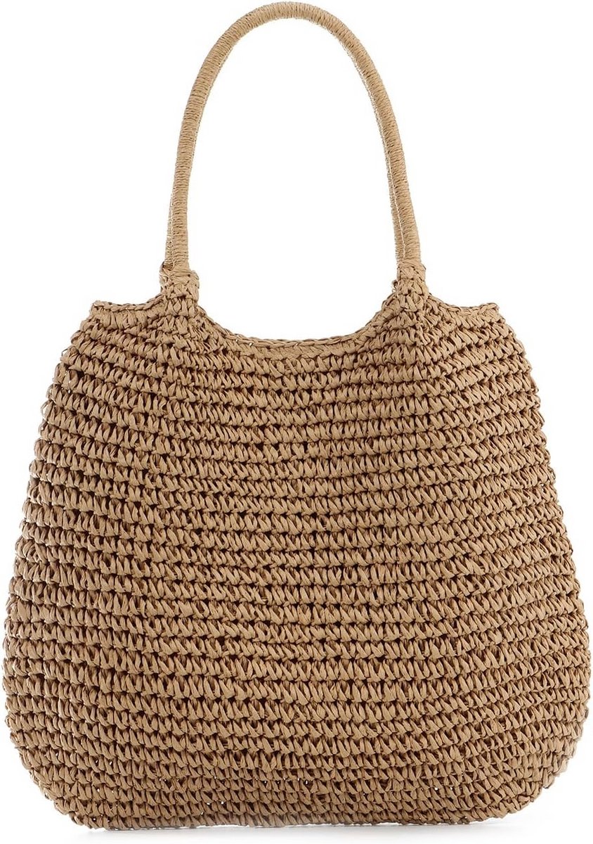 Grote Riet Schoudertas voor Dames - Gevlochten Strandtas Zomer Tote