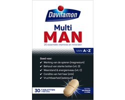 Davitamon Multi Man - met extra selenium en zink - multivitaminen man - 30 tabletten