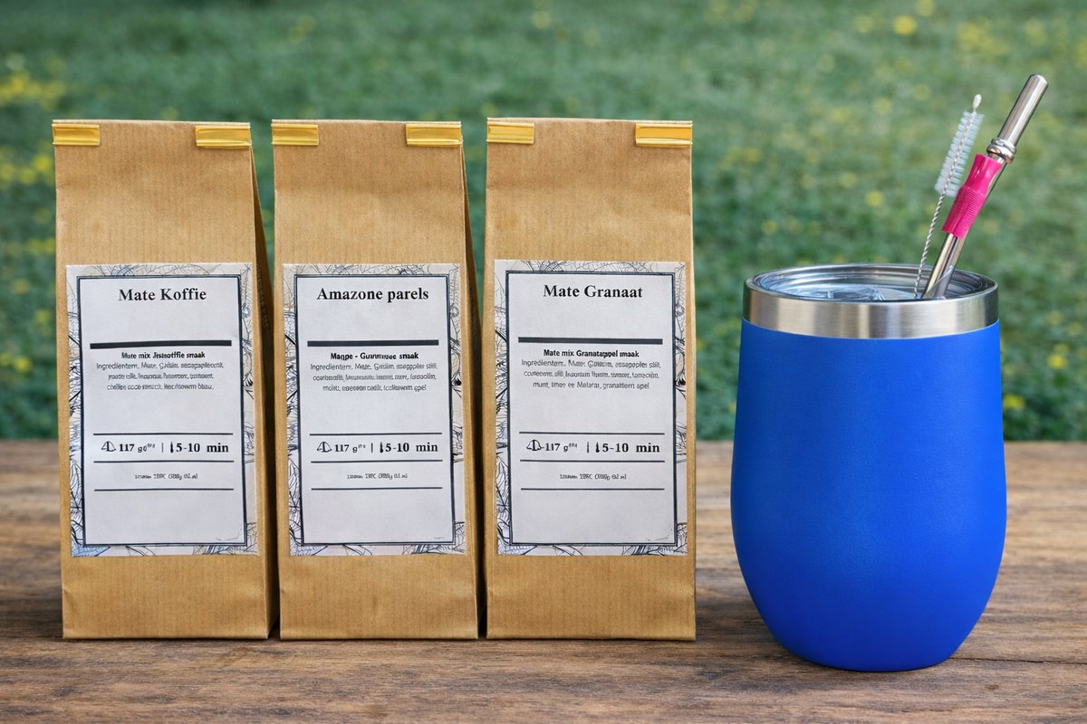 Maté Classic starterspakket, compleet met populaire Yerba Kalebas, Bombilla en drie smaken heerlijke Maté