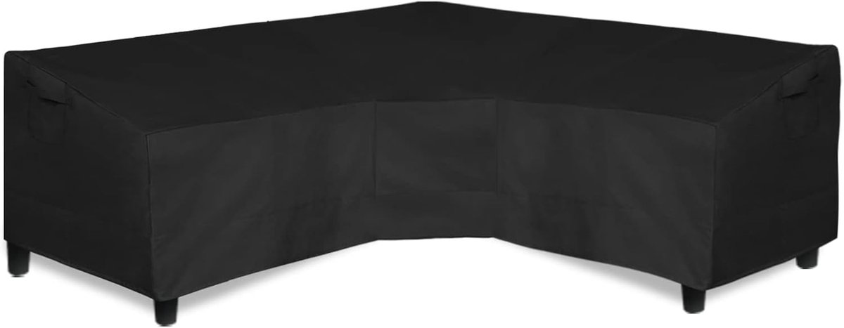 Famanu Zware 600D hoes voor V-vormige loungebank - waterdichte outdoor hoes - tuinmeubelhoes met ventilatieopening - 254 x 254 cm - zwart
