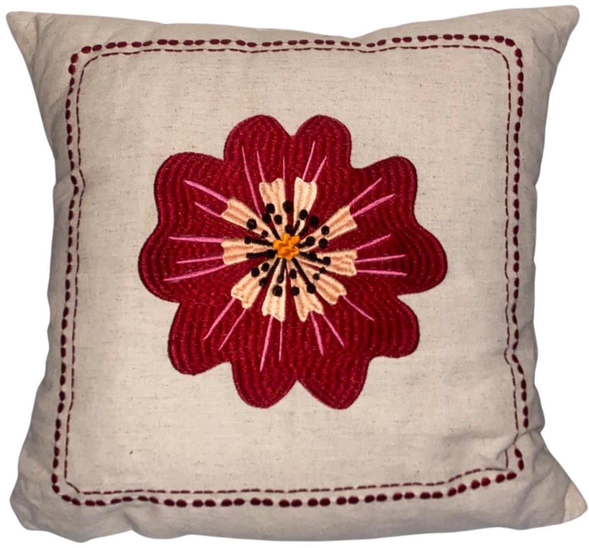 Mica Sierkussen Rode Bloem 45x45 cm – Decoratiekussen