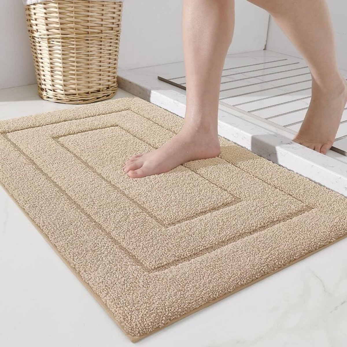 Ynkkvre - Badmat - antislip douchemat - waterabsorberend en sneldrogend - microvezel - extra dik en zacht - machinewasbaar en veilig voor de badkamer, 50 x 80 cm