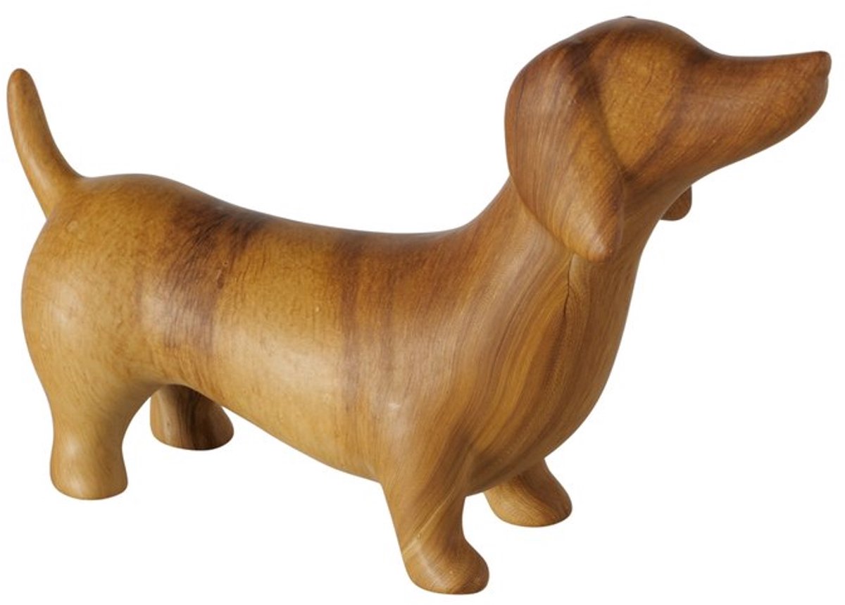 Boltze - Beeld - Sculpture - Teckel - Hond - Keramiek - Houtlook - 14x24cm