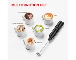 Elektrische Melkschuimer met Roestvrijstalen Garde, Handmixer voor Koffie, Salades, Cappuccino, Matcha, Werkt op Batterijen, Elektrische Koffiemixer met Roerfunctie