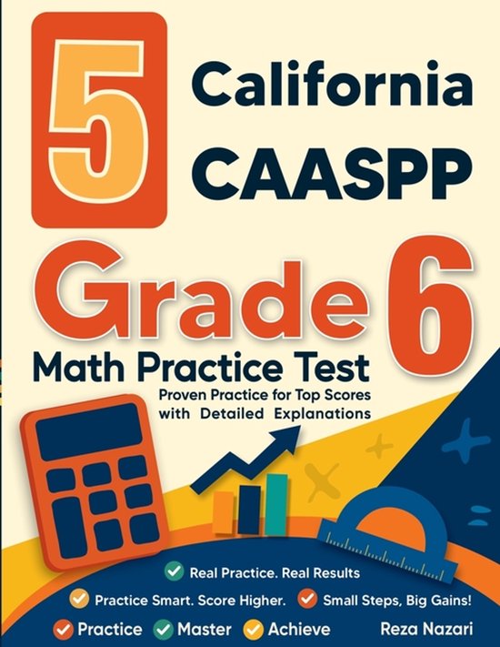 5 California CAASPP Grade 6 Math Practice Tests - cover