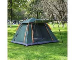 Camping tent voor 3-4 personen met Luivel | Groen | waterdicht | Familietent | Festivaltent | Kampeertent