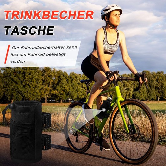 Bidonhouder - Fiets beker houder - Verstelbare bidontas - Fiets Bidonhouder voor Stuur - Fiets Waterfles - voor buiten wandelen en kamperen Wandelrugzakken en riemen - Zwart — afbeelding 2