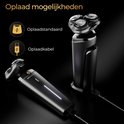 Oplaadmogelijkheden Wellshave scheerapparaat: opladen via standaard of kabel.