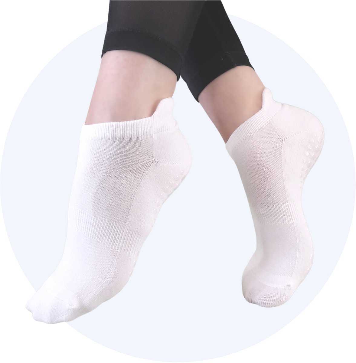 Hilvard Yoga sokken - Pilates sokken - Enkelsokken - 3 Paar - Wit - Antislip sokken - One size fits all