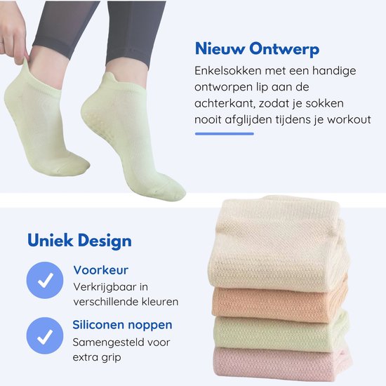 Hilvard Yoga sokken - Pilates sokken - Enkelsokken - 3 Paar - Lila - Antislip sokken - One size fits all van Merkloos — afbeelding 3