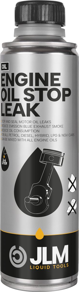 JLM Engine Oil Stop Leak - Vermindert olieverbruik en lekkage - Herstelt flexibiliteit van oliekeerringen - Geschikt voor benzine, diesel, LPG en hybride motoren - 250ml