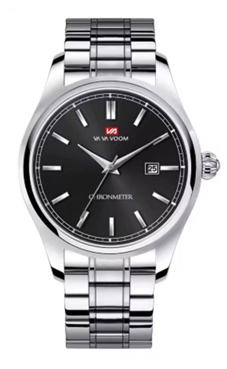 Stijlvol heren Horloge - 40 mm- zwart - I-deLuxe verpakking