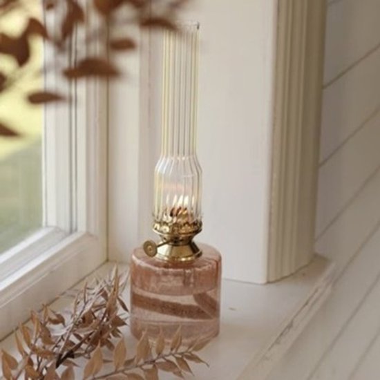 Strömshaga glazen olielamp Elvira ash pink roze met gouden brander 25cm x Ø8cm van Merkloos — afbeelding 3