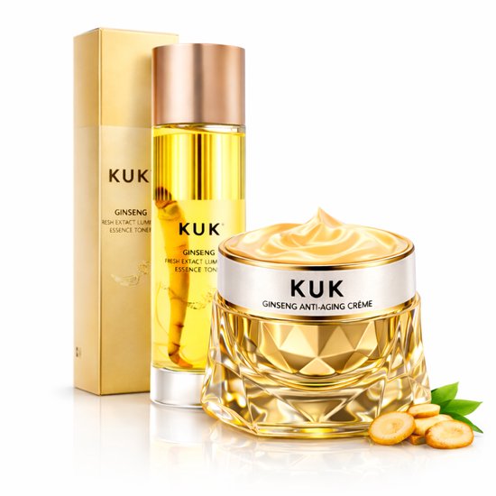 Ginseng Skincare Set – Toner 200 ml + Gezichtscrème – Korean Skincare met Echte Ginseng – Hydratatie, Glow & Anti-Rimpel