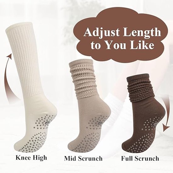 3 paar antislipsokken voor dames - Met siliconen antislipdesign - Yoga trainingssokken - Sokken voor balletoefeningen - 16*8*18 cm - Maten [36-43]-Yoga, pilates, ballet, ziekenhuis, dagelijks gebruik - Khaki, melkwit, koffie van Merkloos — afbeelding 2