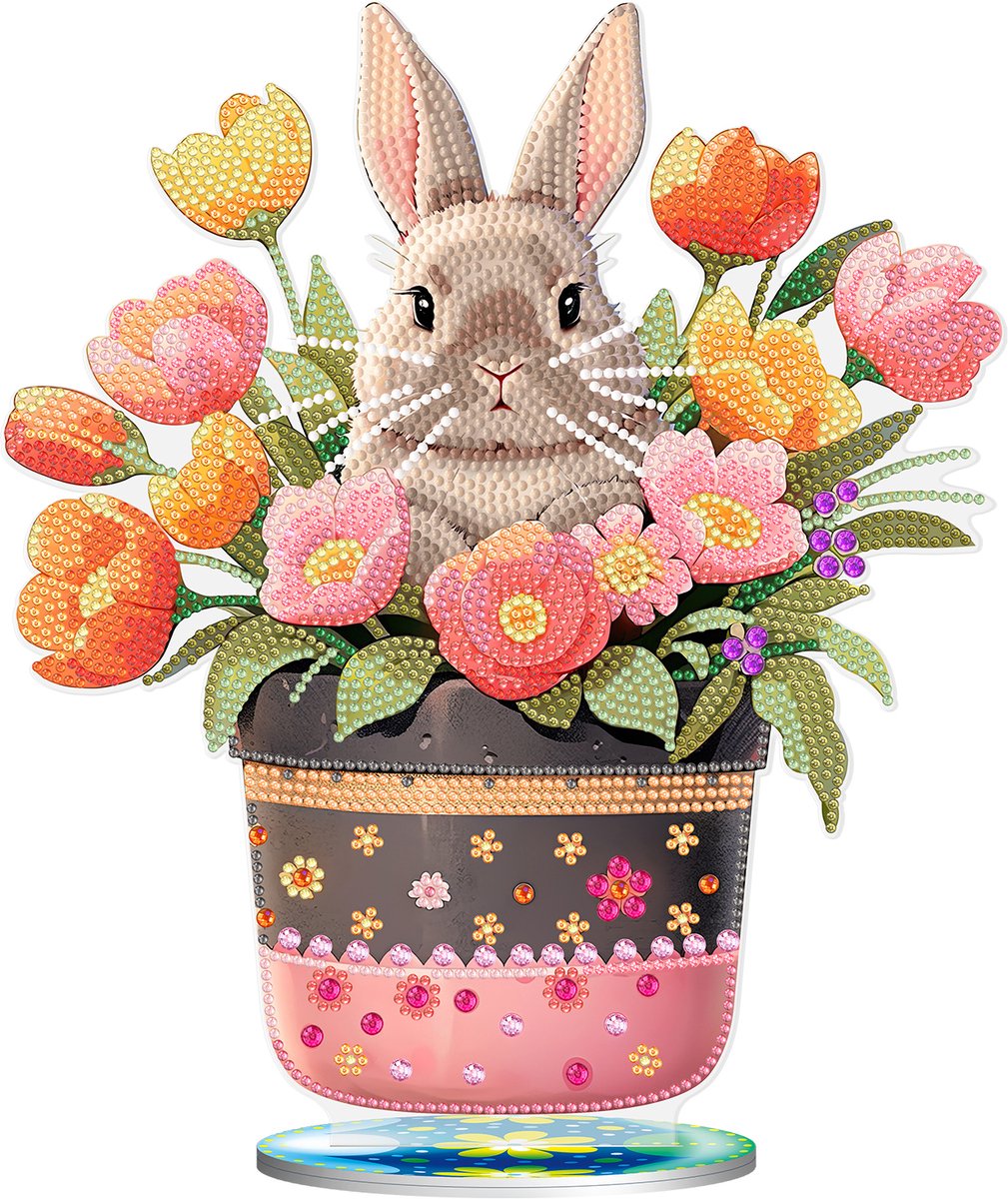 Kat Diamond Painting Kits - 5 Stuks Bloem Katten Acryl Sleutelhanger