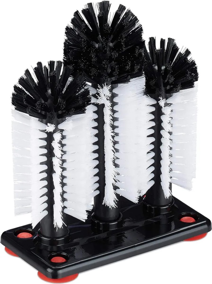 Glasreinigingsborstelset, zwart-wit, plastic