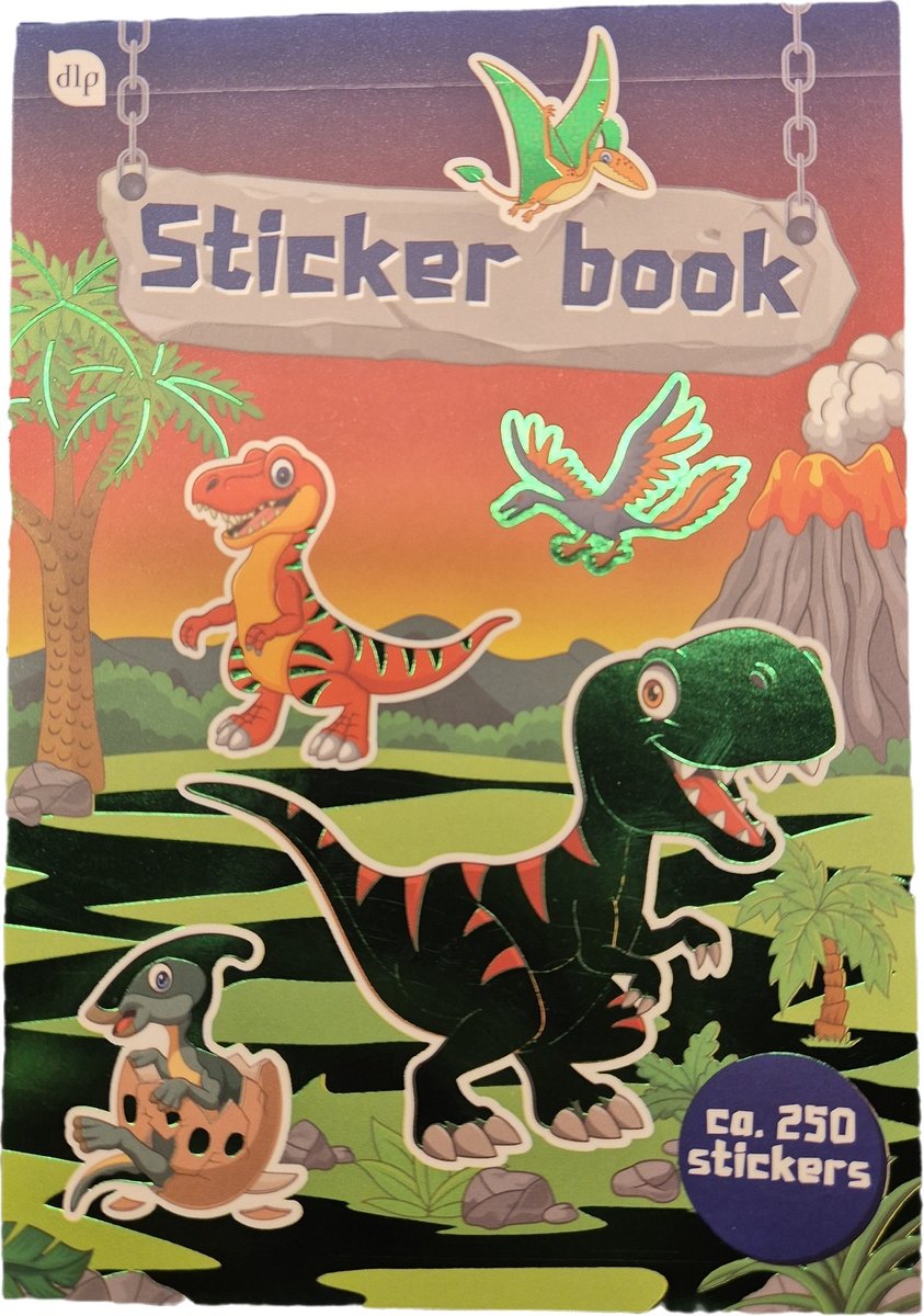 Stickerboek dinosaurussen – 15 vellen – 250-300 stickers – dino’s zoals T-Rex, triceratops, stegosaurus & vliegende reptielen – creatief stickerboek voor school en thuis