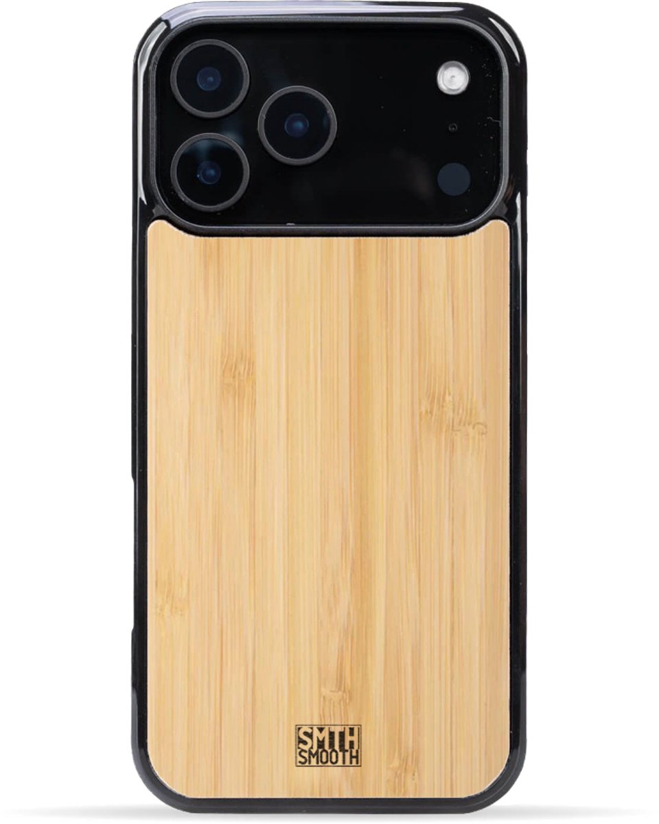 SMOOTH houten iPhone 17 Pro Max hoesje - BAMBOE - stijlvol en beschermend - gemaakt van echt hout en TPU - ecologisch en duurzaam - MagSafe compatibel