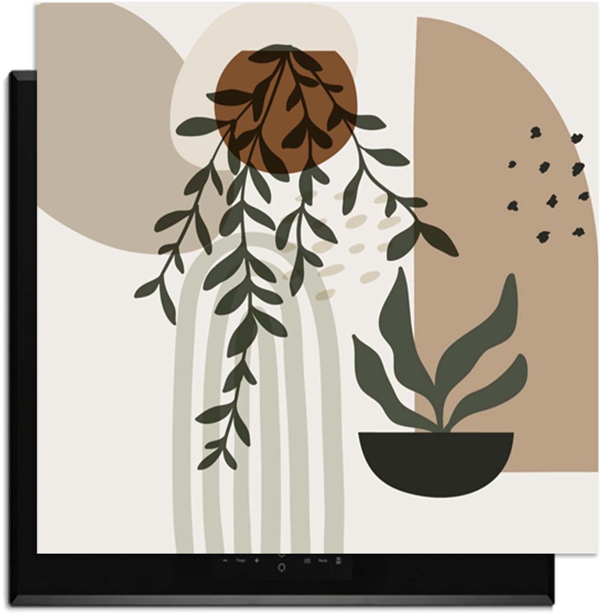 KitchenArt - Botanical Harmony – Inductie Beschermer - 59x52 cm - Kookplaat Beschermer - Luxe Afdekplaat Inductieplaat - Anti-slip & Oprolbaar - Beschermmat Inductiekookplaat