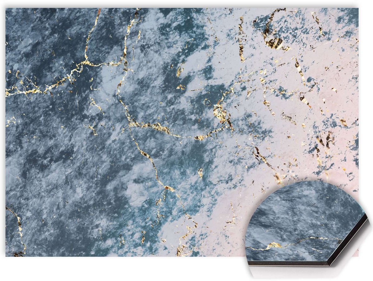 KitchenArt - Elegant Ocean Marble Spatscherm - 90x60 cm - Spatscherm Achterwand Keuken - Spatwand Keuken