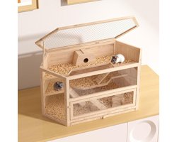 AMA® Hamsterkooi - Knaagdierkooi - Kooi - Inklapbare Deksel - Hout - ‎116cm x 60cm x 59cm