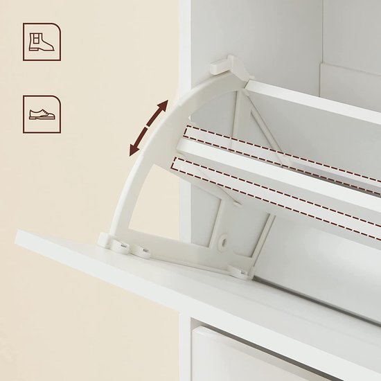 VASAGLE Schoenenkast met 3 kleppen, schoenenrek, schoenenrek, schoenenrek, verstelbaar, eiken, kleur LBC03NL, kleur eiken, afmetingen van het product: 60 x 24 x 120 (l x b x h
