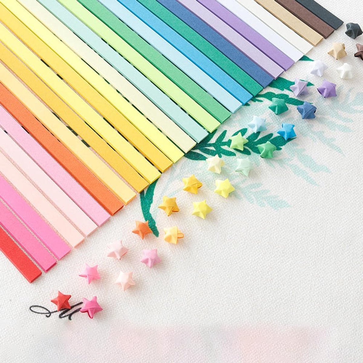 1620 Stuks Origami Papieren Stroken - 27 Levendige Kleuren - Origami Papier voor sterren - Wensster Vouwset - Lucky Stars vouwen - Perfect voor Gelukssterren, Woondecoratie & Creatief Knutselen,Knutselen Voor Kinderen — afbeelding 7