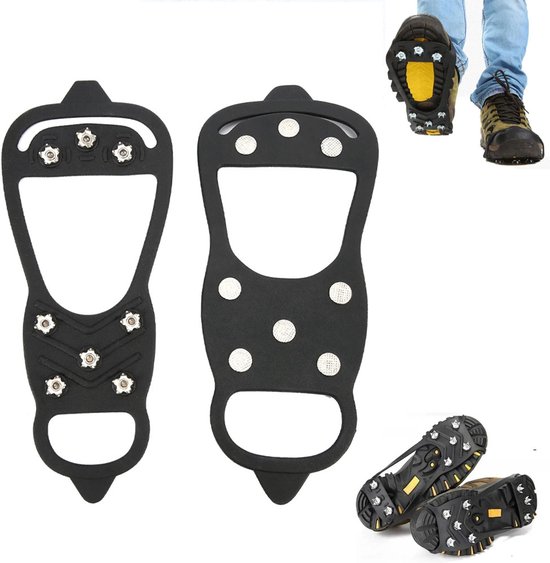 Stijgijzers Voor Bergschoenen - Stijgijzers - Sneeuwijzers - Anti Slip Sneeuwzolen - Schoenovertrekken - Wintergrip - Schoen Spikes - Crampons - Voor Dames Of Heren - 8 Spikes - Voor wandelen, vissen, klimmen en hiken - Voor schoenmaat 34-40