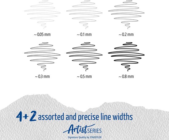 Feutre fin STAEDTLER Pigment liner - boîte 6 pcs (4 + 2)