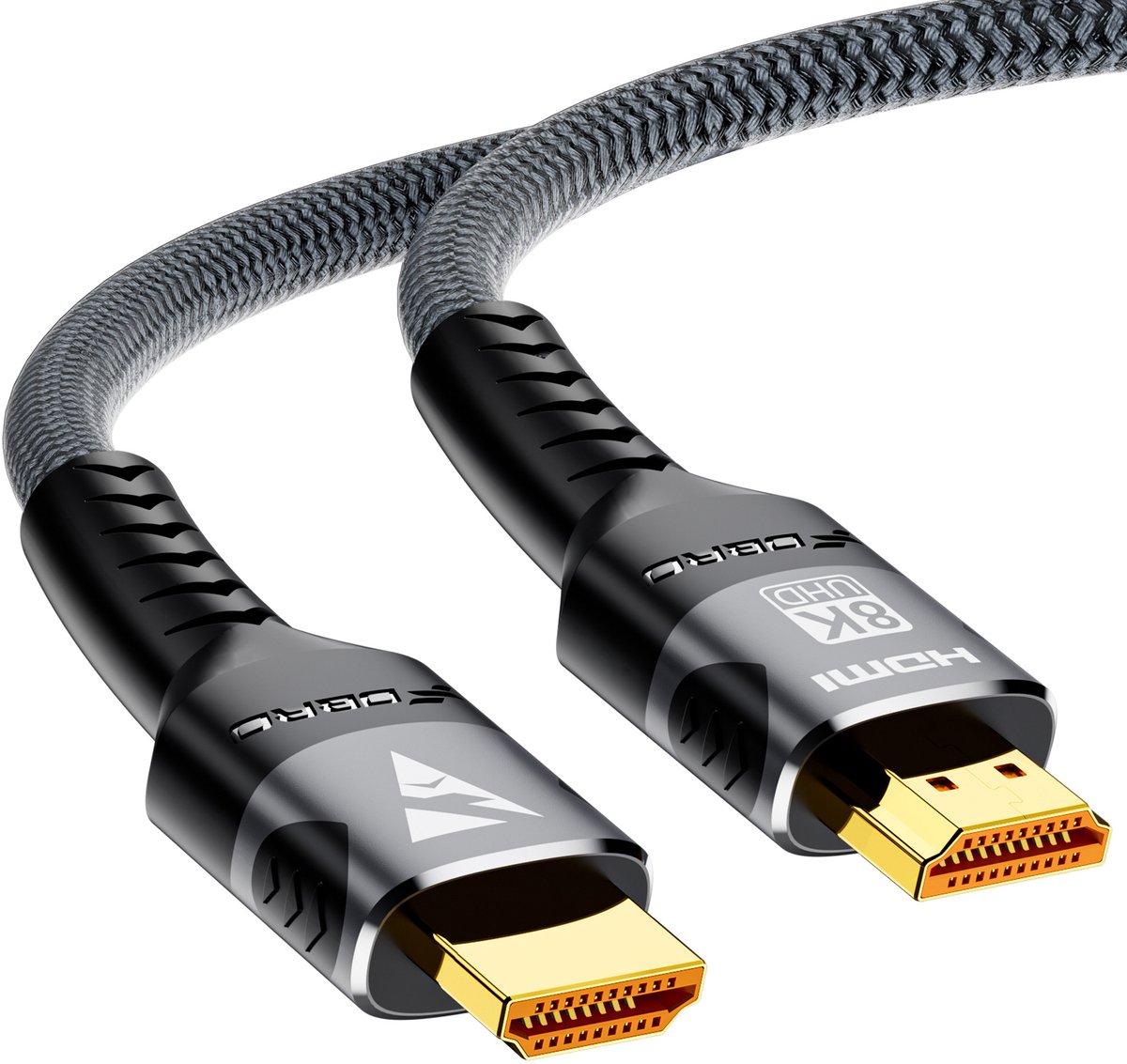 Korte 8K HDMI-kabel (1 meter) - 4K@60Hz HDR gevlochten HDMI-kabel, 18 Gbps hogesnelheidsoverdracht, ondersteunt Ethernet/ARC, 3D, HDCP 2.2, ARC, compatibel met PS5/4/3/4K HDTV's/monitoren/projectoren/streamingapparaten