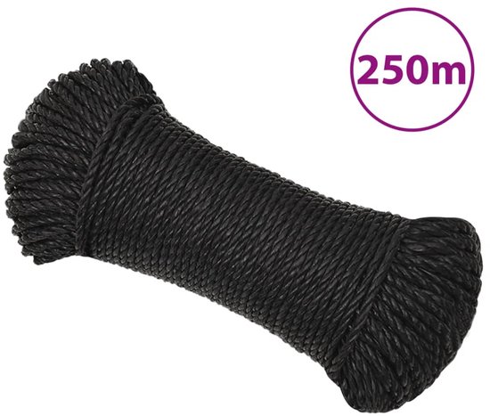 Werktouw 16 mm 25 m polyester zwart