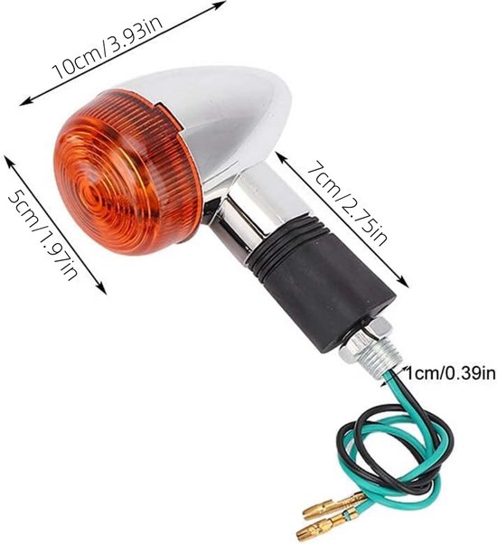 2 stuks Motorfiets koplampen - Richtingaanwijzers - Motorfiets indicatielampjes - Fietslicht Koplamp - Bolvormig verlichting - LED indicatorlampjes - Met draadgatinstallatie - Geschikt voor motorfietsen, racefietsen (12*10 cm - Wit) — afbeelding 2