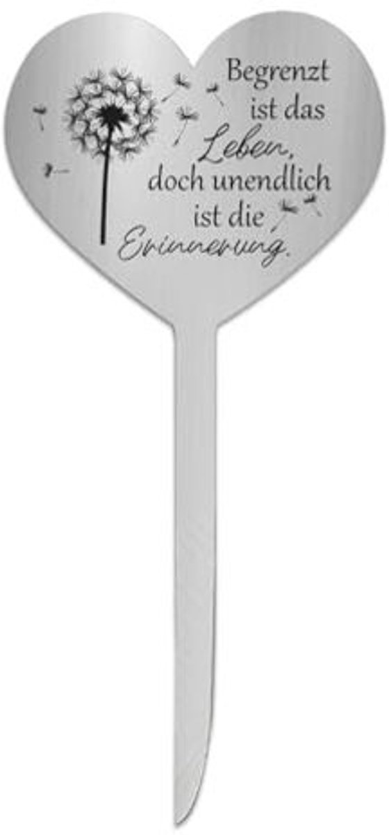 EGoods - Weerbestendige RVS hart decoratie met gravure voor graf - Gedenk decoratie voor buiten gebruik