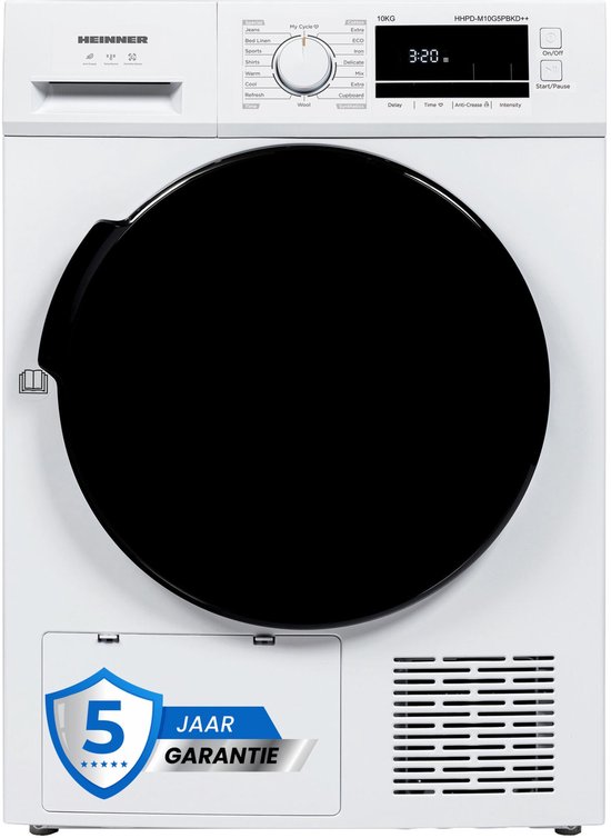 Heinner HHPD-M10G5PBKD++ Warmtepompdroger - 10 kg - 16 Programma’s - Anti-kreuk - LED-display - 5 Jaar Garantie