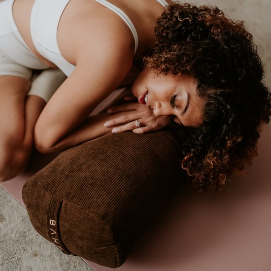 BAHE - Yoga Bolster - Yogakussen - Meditatiekussen - 70 x 24 cm - Corduroy Hoes Bruin Ribstof van Merkloos — afbeelding 5