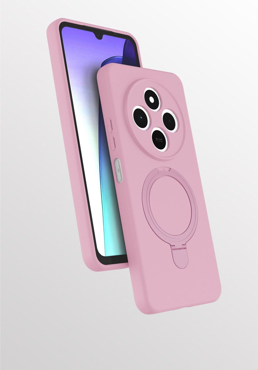 Hoesje Geschikt voor Xiaomi Redmi 14C hoesje zacht siliconen Licht Roze - Liquid Backcover ring hoesje Geschikt voor Magsafe