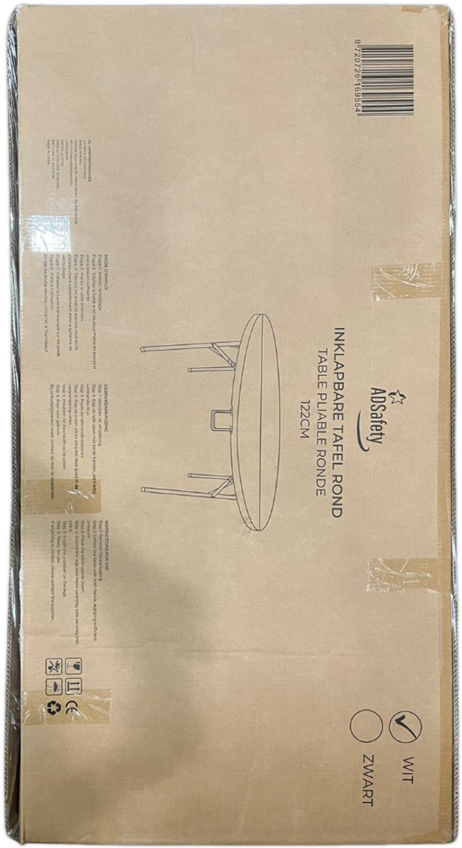 ADSafety Inklapbare Tafel Rond - Campingtafel - Klaptafel - Vouwtafel Buiten - Tuintafel - Ø 122 x H 74 CM - Wit van Merkloos — afbeelding 5