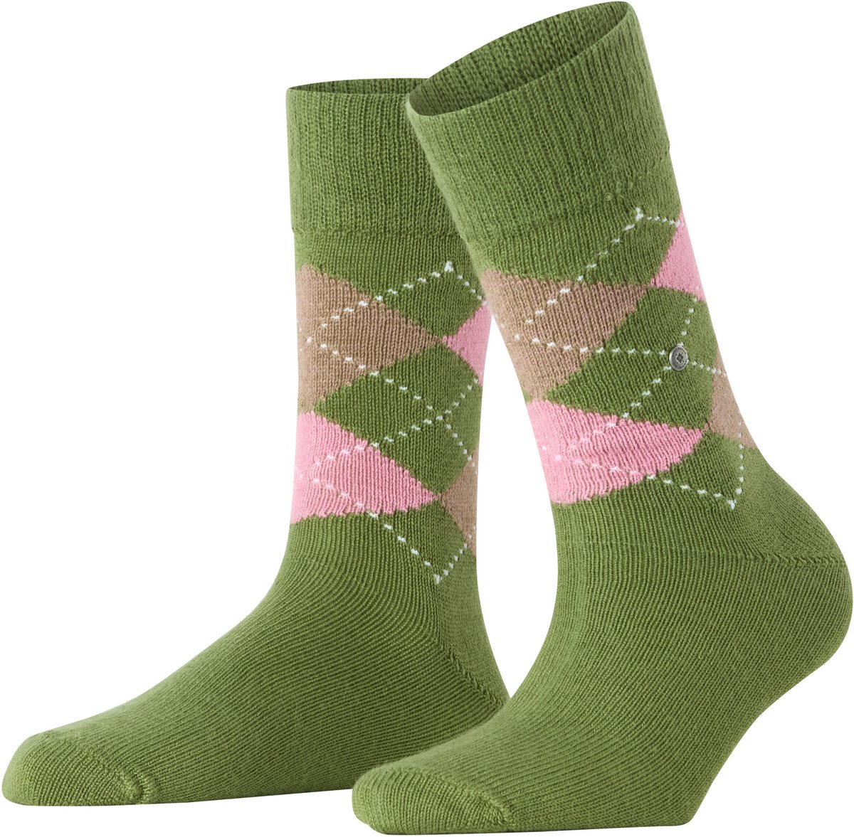 Burlington Whitby gedessineerd materiaal sokken dames groen - maat 36-41
