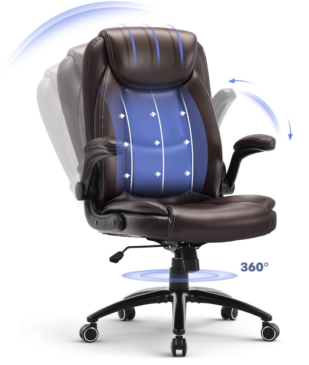 COLAMY Ergonomische Bureaustoel met Hoge Rugleuning - Bruin - afbeelding 2